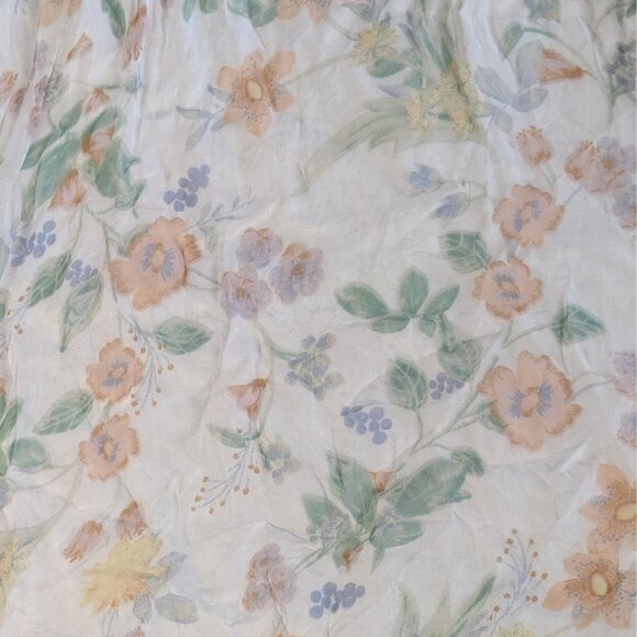 Giusy, Silk Ruffle Cold Shoulder Light Pastel Floral Silk Blouse, Sz S, ITALY - Picture 6 of 8